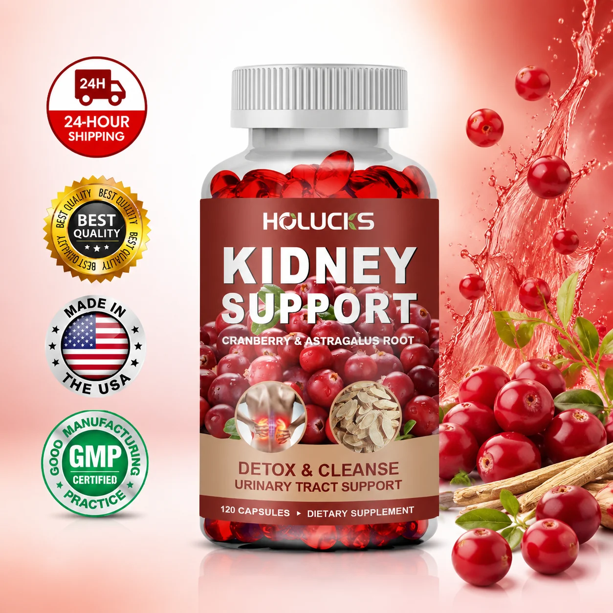 Health Wellness Day - Natural Kidney Cleanse Capsules, with Cranberry,