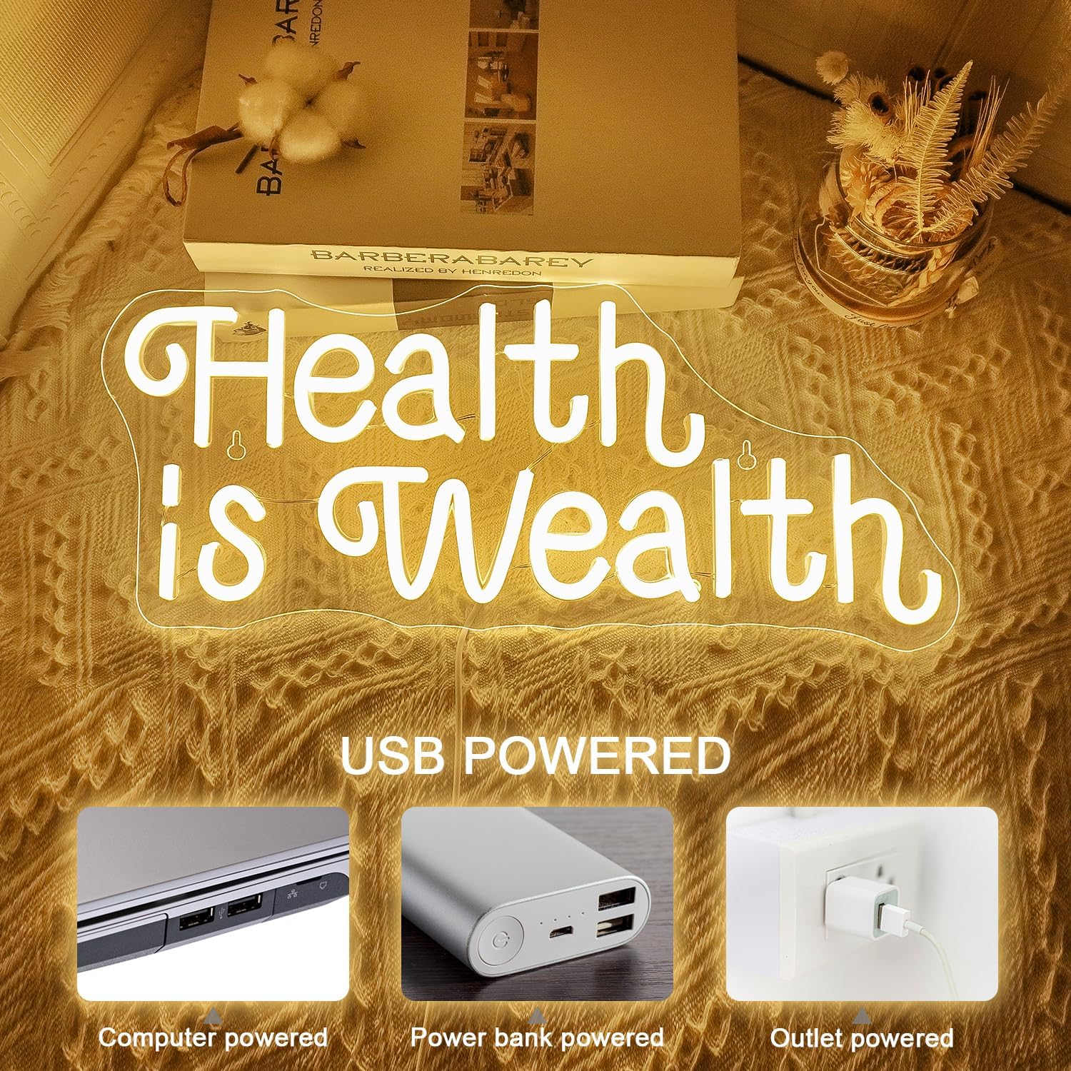 Health is Wealth Neon Sign USB - огляд і ціна Health Wellness Gym