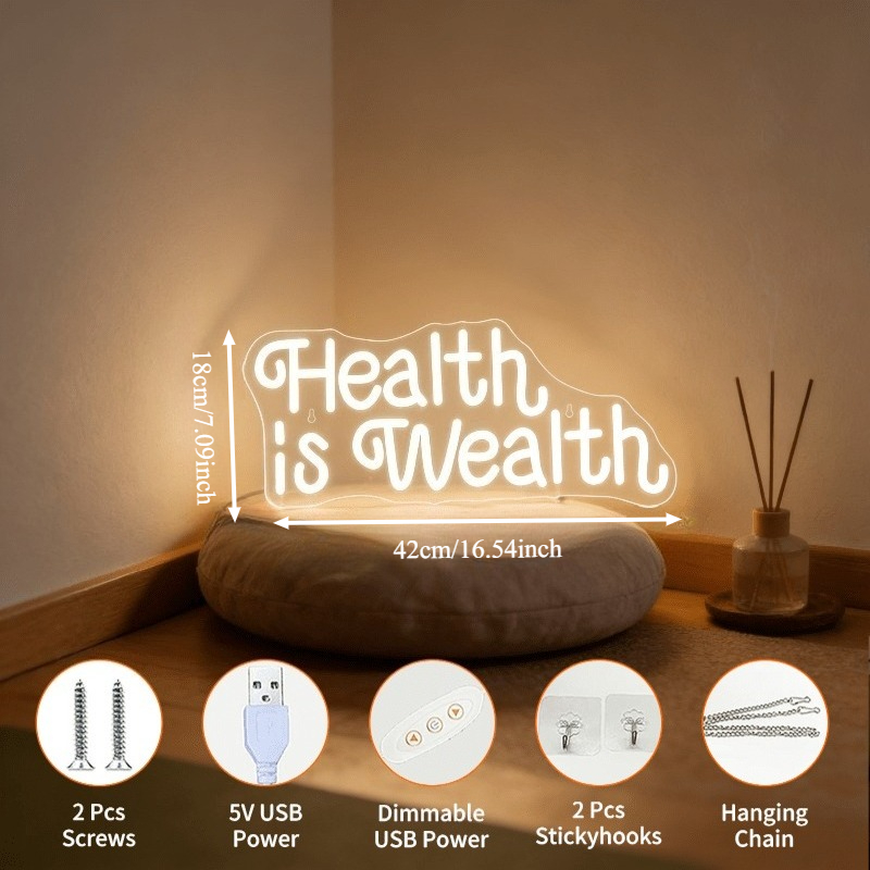Health is Wealth Neon Sign LED - огляд і ціна Health Wellness Gym